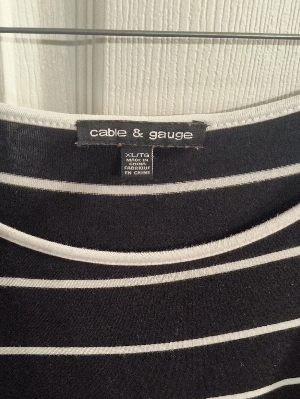 Cable & Gauge Black and White Striped Ruffle Sleeve Tunic - Picture 2 of 6